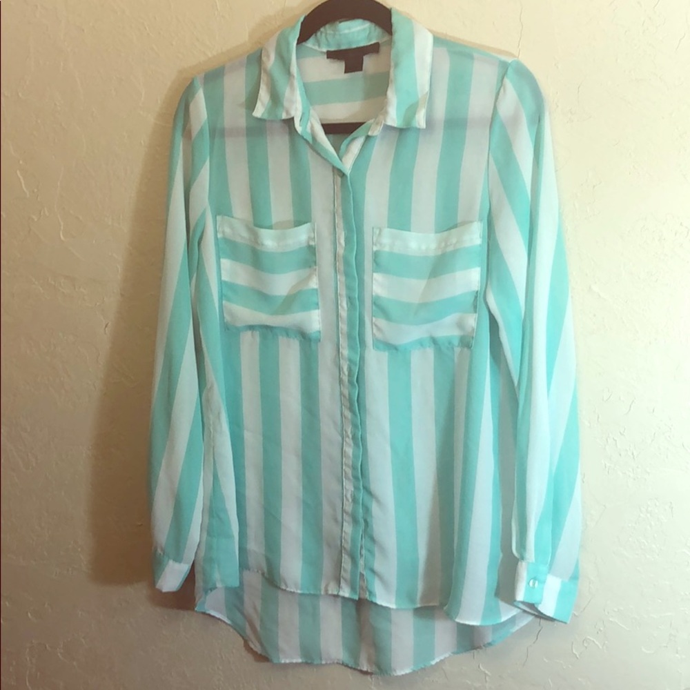 Mint/White Striped Blouse